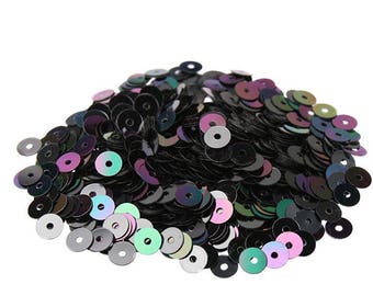 Italian Sequins 4 mm for tambour/luneville/aari embroidery, Black Irise color (Black Irise #9275)