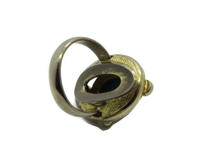 Faux Turquoise Boho Ring, Vintage Goldtone Costume Jewelry Fun Gift Ring, Adjustable Ring