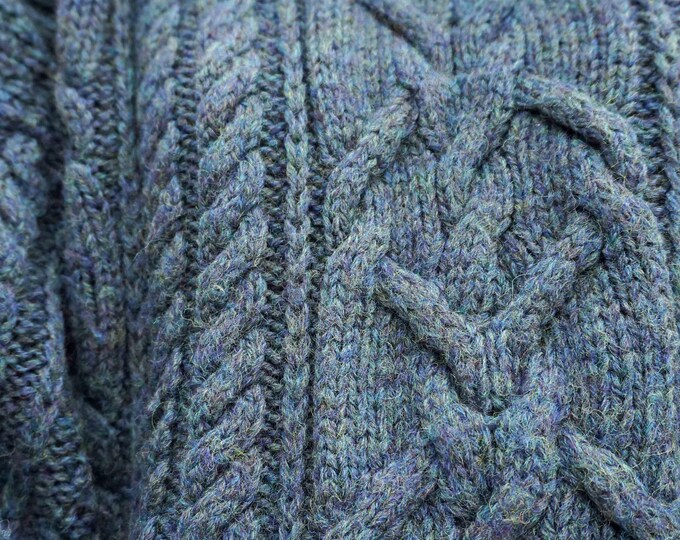 Cable Knit Sweater, Vintage Aran Jumper, Knit Sweater, Oversized Sweater, Vintage Sweater, Fisherman Sweater, Blue Wool Sweater, Hand Knit