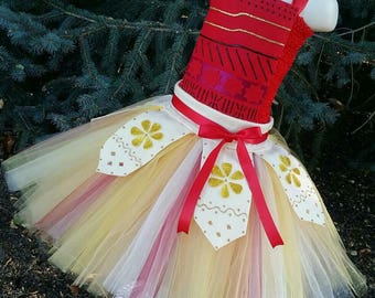 NEW RED VERSION! Handcrafted Moana Inspired Tutu Dress, Moana Dress, Moana Outfit, Moana Costume, Moana Tutu, Moana Birthday