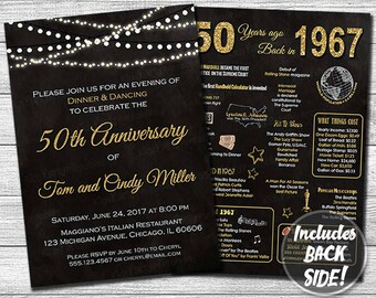 50th Wedding Anniversary Invitation, Printable 50th Anniversary Invitation, Chalkboard 50th Anniversary Party, Golden Invites Sign Poster