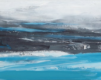 36" x 18" ORIGINAL ABSTRACT PAINTING,expressionist Landscape, Large painting, Acrylic on canvas