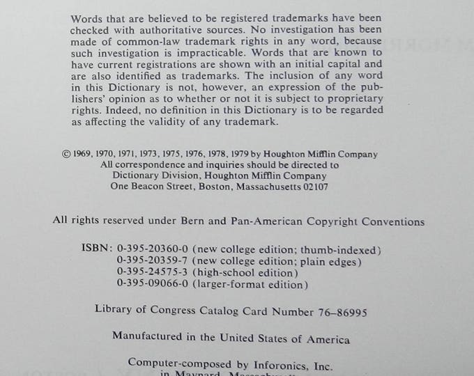 New College Edition, American Heritage Dictionary of the English Language 1979