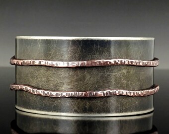 Mixed Metal Cuff Bracelet in Nickel Silver, and Copper