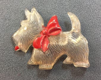 Big Old Celluloid Scottie Dog Brooch-Cool! Free shipping