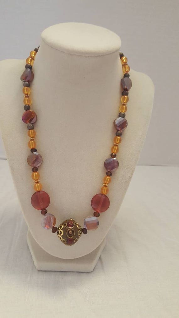 Brown Jeweled Necklace Brown Necklace Jeweled Necklace One Of