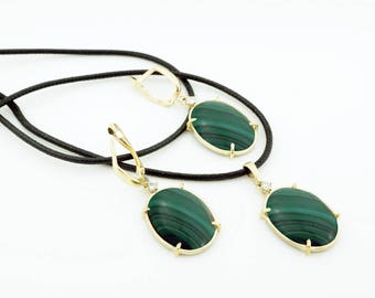 Inspiration bohemian necklace-Malachite necklace-Malachite earrings-Malachite set-Birthday gift-Anniversary gift-Mom gifts-For grandmother