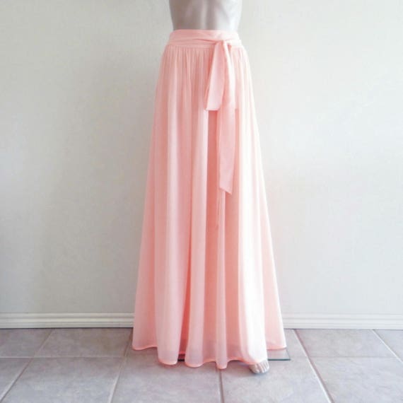 Light Pink Maxi Skirt. Light Pink Bridesmaid. Skirt Long