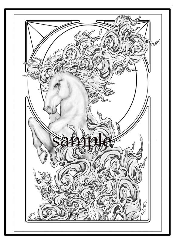 circus horse adult coloring page by cate edwards