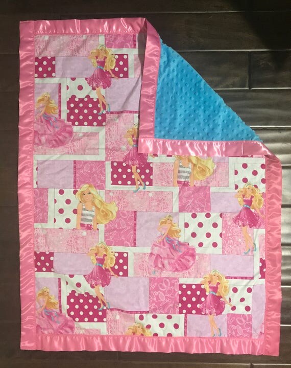 Barbie blanket,Barbie,Satin edge blanket,Barbie minkey blanket,girls blanket,Barbie gift,girls gift,personalized Barbie blanket