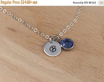 ON SALE Personalized Necklace Initial Birthstone Sterling Silver Charm Necklace Personalized Mother Jewelry with 1-2-3-4 Birthstone Gift for