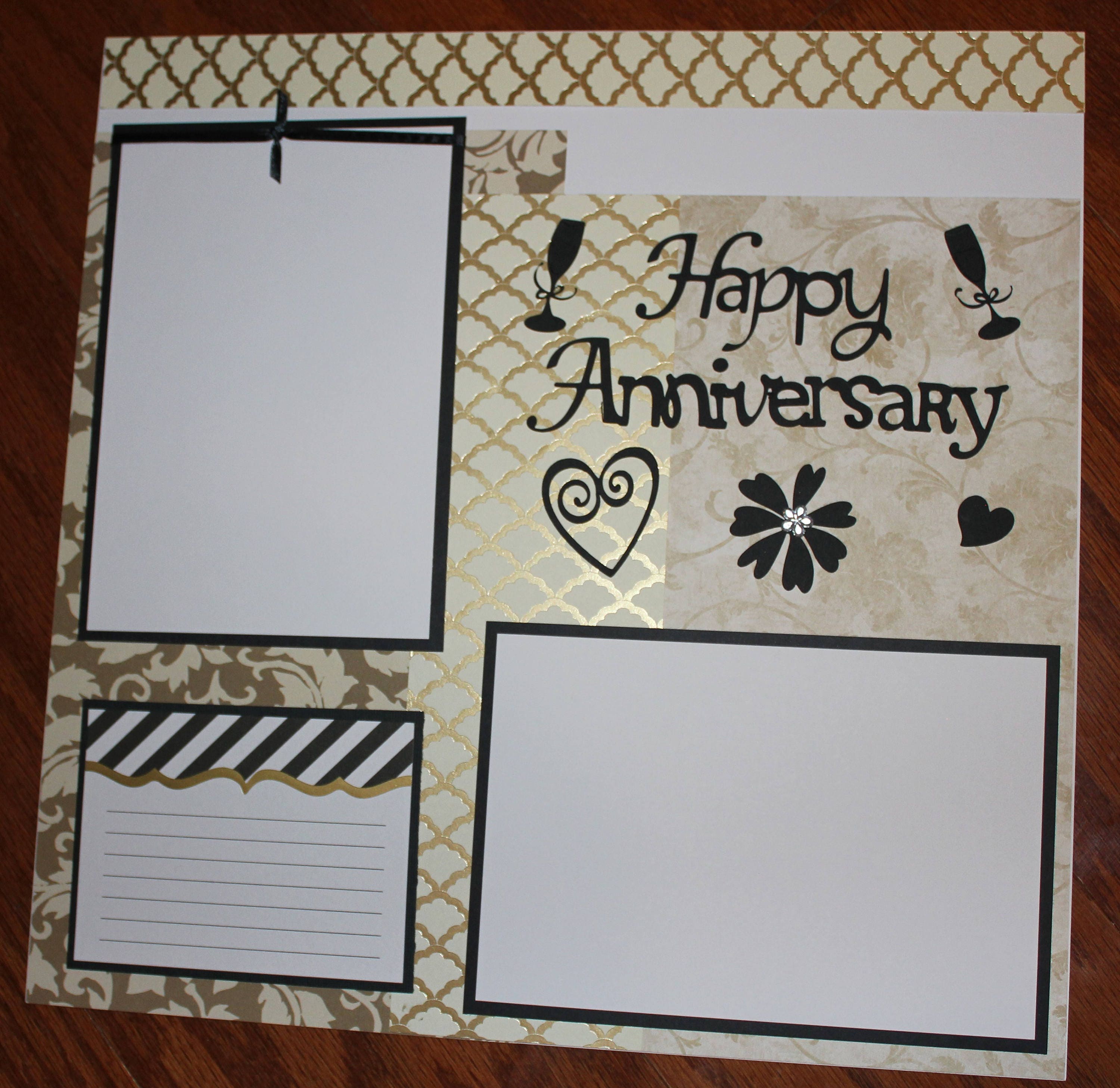 12 x 12 premade scrapbook layout pages titled "Happy Anniversary