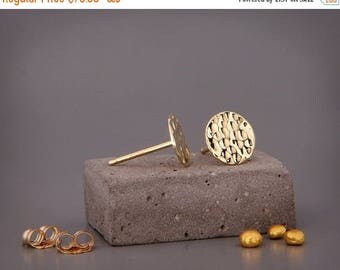 Solid 14K Gold Stud Earrings | Handmade Hammered Petite Solid 14K Gold Earrings 3/16" 1/4" 5/16" 3/8" 7/16" Stud Earrings