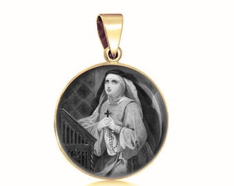 St. Phoebe Catholic Necklace Silvertone Medal Pendant Patron