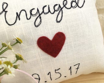 engagement gift, personalized engagement pillow, engaged pillow