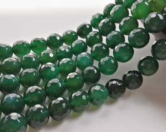 8mm 10mm Green Agate Beads ,Round Faceted Beads ,Gemstone Beads ,DIY Beads , Make your own Jewelry, Findings, wholesale beads