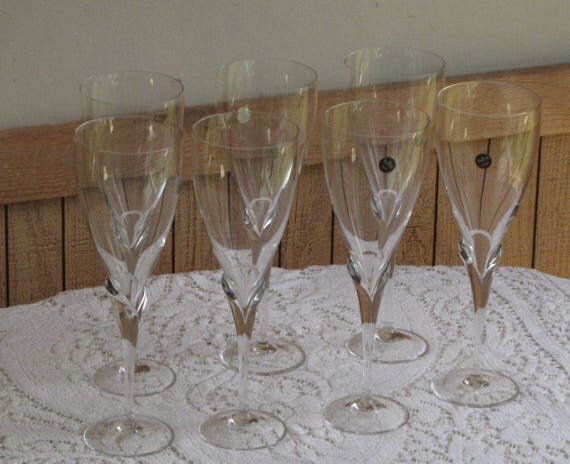 Rosenthal Water Goblets Calice Pattern Discontinued Tall Wine Glasses Vintage Barware Elegant Serving and Dining Set of Seven (7) Wineglass