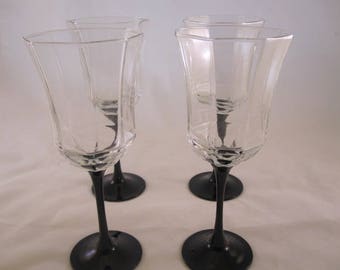 Black Arcoroc Luminarc Octime Stemware, Wine Glasses