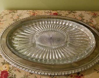 Vintage Silver & Glass Relish Tray