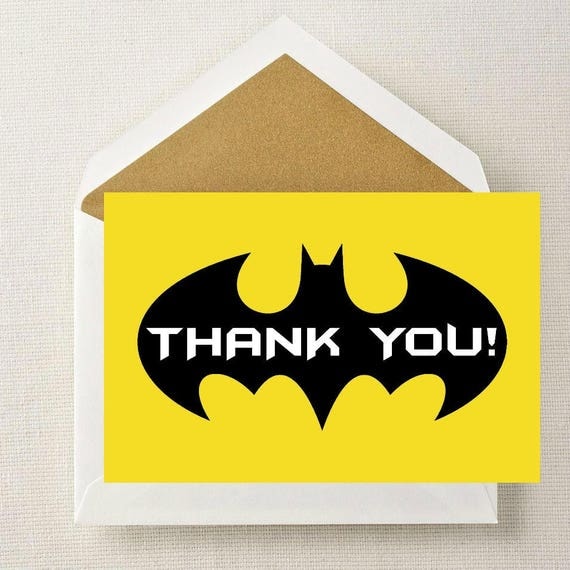 Batman Thank You Card // Batman Birthday Thank You