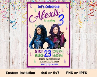 Descendants Birthday Invitation, Custom Birthday Invite