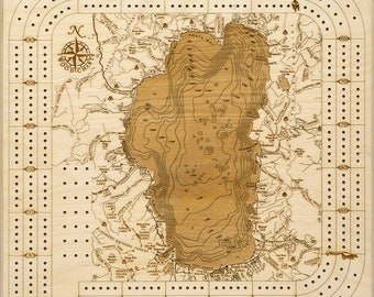 Lake Tahoe Topographic Cribbage Board