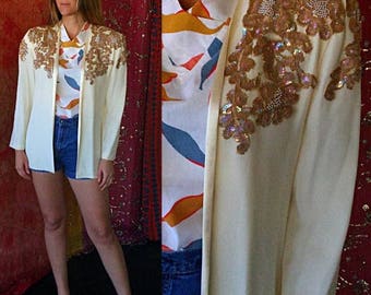 Sale Party Jacket Sequin Beaded Jacket Silk Tuxedo Jacket NWT Cocktail Evening Jacket Digna Yero