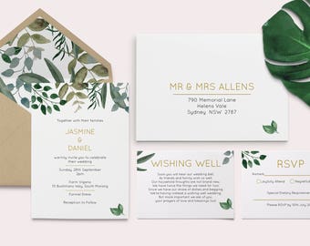 Foliage Wedding Invitation - Foliage - Leaves of Grass - Nature Wedding Invitation - Tree Wedding Invitation - Green Leaves - Leaf Wedding