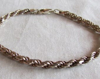 Sterling Silver 7 1/4" Twisted Rope Chain Bracelet