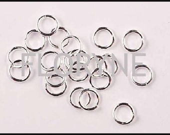 200 rings in silver shiny open 5Mm round