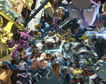 One Year Anniversary Overwatch Poster - Overwatch Video Game Print - Overwatch Game Poster - All Heroes Art - Size 13x20" 24x36" 32x48"