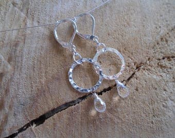Crystal on Sterling Silver earrings / / minimalist earrings