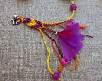 Brazilian purple and fuscia feathers earrings