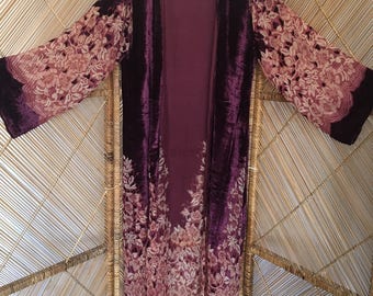 Kimono jacket,velvet jacket,robe jacket.gypsy jacket,wearable art,velvet kimono,devore kimono,duster jacket,burnout kimono,robe kimono