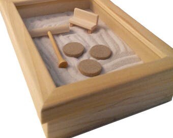 Zen Garden No Mess Entirely Handmade Mini Zen Sand Garden Zen Rake Zen Bench Office Decor Serenity Now Desktop Accessory Mini Zen Garden