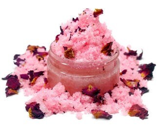 Rose Sugar Scrub - Choose Size - Exfoliating Body Scrub, Face Scrub, Moisturizing Sugar Scrub.