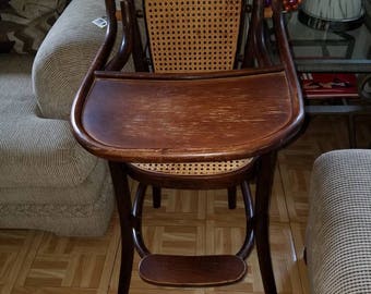 Antique THONET Bentwood and hand-caned Highchair circa late 1800s