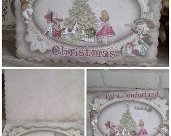 1 Handmade Alice in Wonderland Have a Wonderland Christmas Card - Gift,Xmas,Holidays
