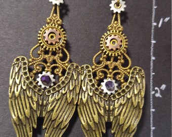 Antique Bronze Wings; Steampunk Inspired