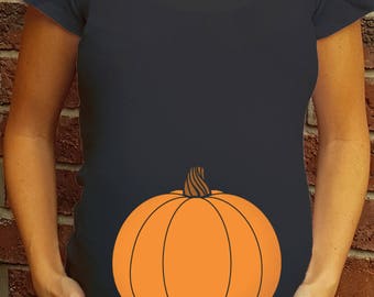 Pumpkin Belly Halloween Maternity Shirt Personalized cute little ghosts trick or treat announcement tshirt Ruched or regular orange pumpkin
