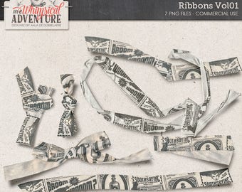 Halloween, Broom and Witch Print, Digital Twill Ribbon, Gothic, Instant Download, Commercial Use OK, Black and White Scrapbook Elements