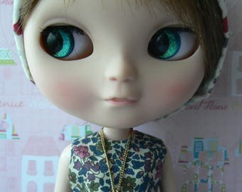 Blythe doll Pendant Necklace cherries golden chain for dolls handmade in France