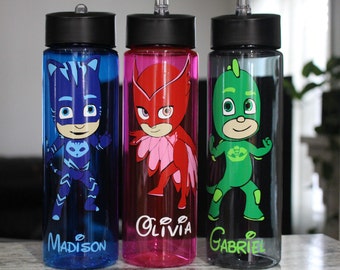 Kids Water Bottle PJ Masks water bottle Catboy Owlette or Gekko Full body friends Kids Personalized Water Bottle /Kids Custom Cup BPA free