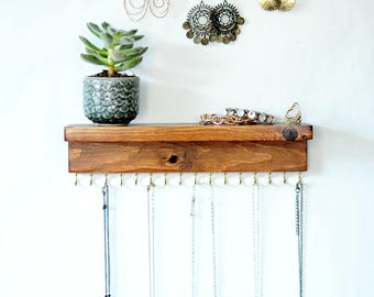 Wall Mount Jewelry Organizer, Necklace Holder and Earring Display