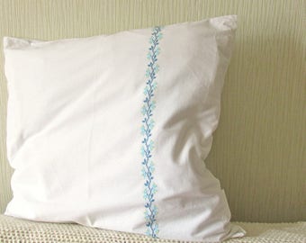 Bedding pillowcase Cotton pillow case Flower Pillow cover Gift couple Gift wedding Pillow embroidered Gift wife pillow Gift husband Cushion
