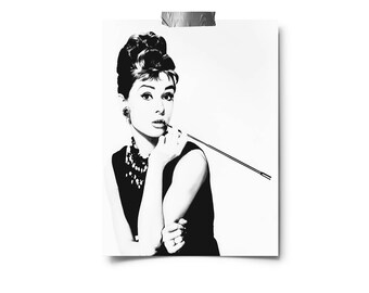 ON SALE Audrey Hepburn Wall Art, Breakfast at Tiffanys Decor, Printable Fashion Art, Audrey Hepburn Print, Audrey Hepburn, instant download