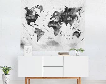 World Map Wall Hanging | World Map Tapestry | World Map Wall Decor | World Map Art | Map Tapestry | Map Wall Decor | Map Wall Art