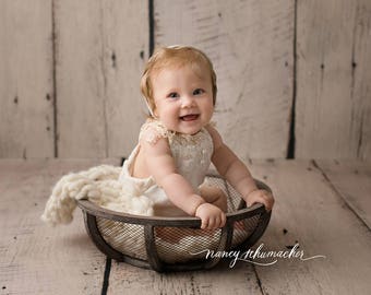 baby 1st birthday outfit, Baby Romper, Baby Girl Romper, lace baby romper, Cake Smash Girl Outfit, Photography Romper, Cream baby Romper