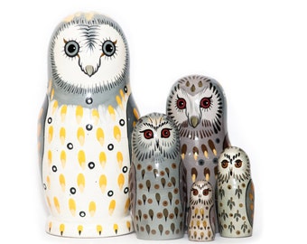Owl Nesting dolls - Matryoshka - Russian nesting doll - Babushka doll - Stacking dolls - Hand Painted Nesting dolls Ship from California