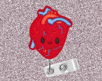 Heart Badge Reel, Cardiology, ID Badge Reel, Retractable Badge Holder, Badge Reel, Badge Clip, Cardiologist, Cute Badge Reel, Felt Badge